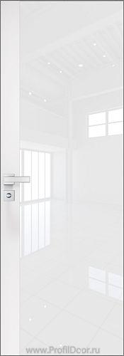 Дверь Profil Doors 6AGK кромка Матовый Алюминий с 4-х сторон стекло Lacobel Белый лак вставка Белый матовый