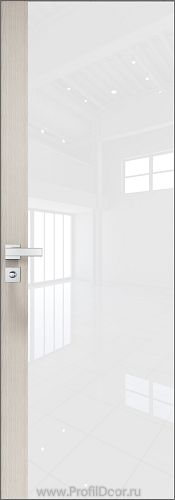 Дверь Profil Doors 6AGK кромка Матовый Алюминий с 4-х сторон стекло Lacobel Белый лак вставка Дуб SKY Белёный