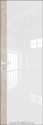 Дверь Profil Doors 6AGK кромка Матовый Алюминий с 4-х сторон стекло Lacobel Белый лак вставка Каштан Светлый