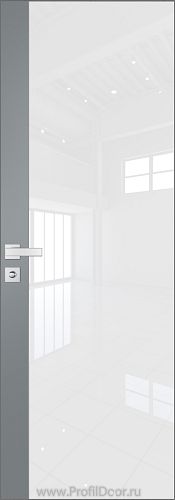Дверь Profil Doors 6AGK кромка Матовый Алюминий с 4-х сторон стекло Lacobel Белый лак вставка Кварц матовый