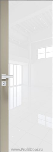 Дверь Profil Doors 6AGK кромка Матовый Алюминий с 4-х сторон стекло Lacobel Белый лак вставка Шеллгрей