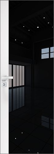 Дверь Profil Doors 6AGK кромка Матовый Алюминий с 4-х сторон стекло Lacobel Черный лак вставка Аляска