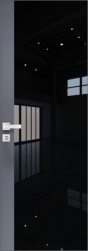 Дверь Profil Doors 6AGK кромка Матовый Алюминий с 4-х сторон стекло Lacobel Черный лак вставка Антрацит