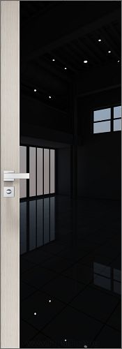Дверь Profil Doors 6AGK кромка Матовый Алюминий с 4-х сторон стекло Lacobel Черный лак вставка Дуб SKY Белёный