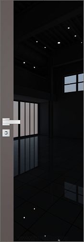 Дверь Profil Doors 6AGK кромка Матовый Алюминий с 4-х сторон стекло Lacobel Черный лак вставка Какао матовый