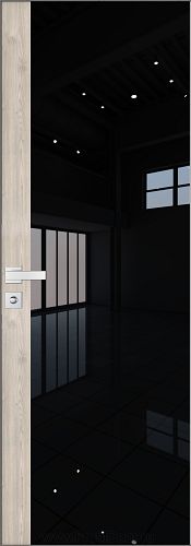 Дверь Profil Doors 6AGK кромка Матовый Алюминий с 4-х сторон стекло Lacobel Черный лак вставка Каштан Светлый