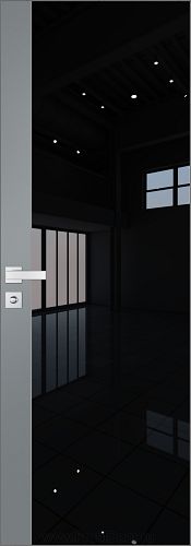Дверь Profil Doors 6AGK кромка Матовый Алюминий с 4-х сторон стекло Lacobel Черный лак вставка Кварц матовый