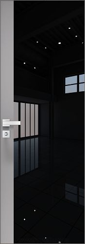 Дверь Profil Doors 6AGK кромка Матовый Алюминий с 4-х сторон стекло Lacobel Черный лак вставка Манхэттен