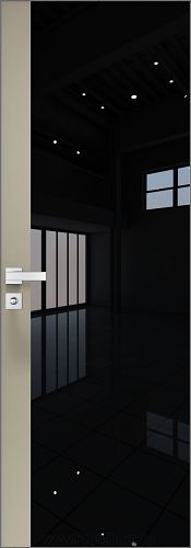 Дверь Profil Doors 6AGK кромка Матовый Алюминий с 4-х сторон стекло Lacobel Черный лак вставка Шеллгрей