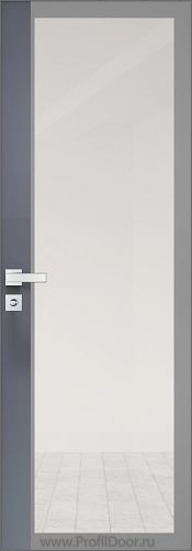 Дверь Profil Doors 6AGK кромка Матовый Алюминий с 4-х сторон стекло Прозрачное серый прокрас вставка Антрацит