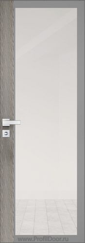 Дверь Profil Doors 6AGK кромка Матовый Алюминий с 4-х сторон стекло Прозрачное серый прокрас вставка Дуб SKY Denim