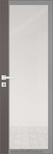 Дверь Profil Doors 6AGK кромка Матовый Алюминий с 4-х сторон стекло Прозрачное серый прокрас вставка Какао матовый