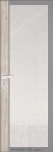 Дверь Profil Doors 6AGK кромка Матовый Алюминий с 4-х сторон стекло Прозрачное серый прокрас вставка Каштан Светлый