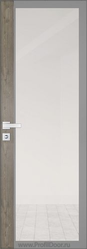 Дверь Profil Doors 6AGK кромка Матовый Алюминий с 4-х сторон стекло Прозрачное серый прокрас вставка Каштан Темный