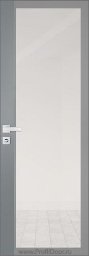 Дверь Profil Doors 6AGK кромка Матовый Алюминий с 4-х сторон стекло Прозрачное серый прокрас вставка Кварц матовый