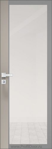 Дверь Profil Doors 6AGK кромка Матовый Алюминий с 4-х сторон стекло Прозрачное серый прокрас вставка Санд