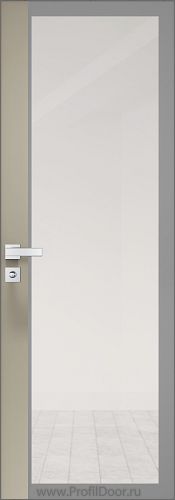 Дверь Profil Doors 6AGK кромка Матовый Алюминий с 4-х сторон стекло Прозрачное серый прокрас вставка Шеллгрей