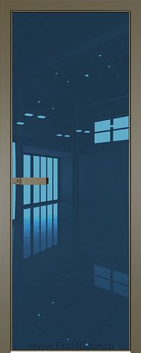 Дверь Profil Doors 1AGN стекло Blue зеркало цвет профиля Шампань (с наличником)