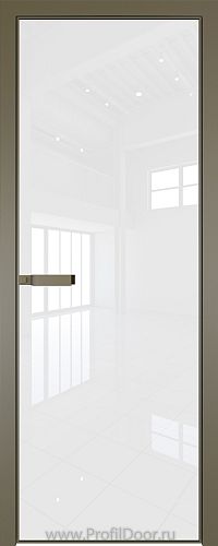 Дверь Profil Doors 1AGN стекло Lacobel Белый лак цвет профиля Шампань (с наличником)
