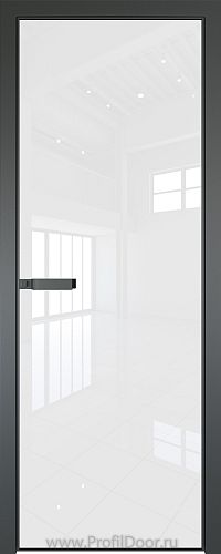 Дверь Profil Doors 1AGN стекло Lacobel Белый лак цвет профиля Серая ночь (с наличником)