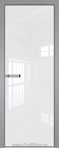 Дверь Profil Doors 1AGN стекло Lacobel Белый лак цвет профиля Серебро (с наличником)