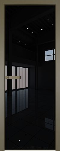 Дверь Profil Doors 1AGN стекло Lacobel Черный лак цвет профиля Шампань (с наличником)