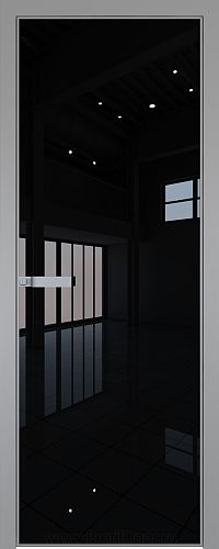 Дверь Profil Doors 1AGN стекло Lacobel Черный лак цвет профиля Серебро (с наличником)