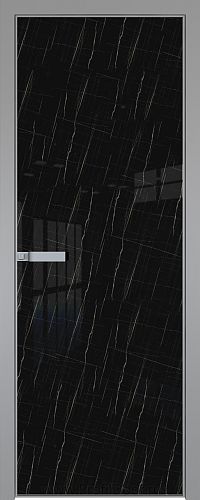 Дверь Profil Doors 1AGN стекло Неро мрамор цвет профиля Серебро (с наличником)
