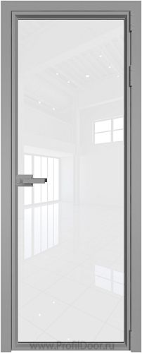 Дверь Profil Doors 1AV стекло Белый Триплекс цвет профиля Серебро