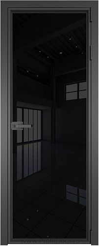 Дверь Profil Doors 1AV стекло Черный Триплекс цвет профиля Серая ночь