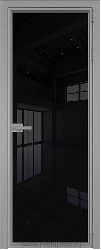 Дверь Profil Doors 1AV стекло Черный Триплекс цвет профиля Серебро