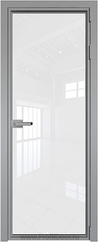 Дверь Profil Doors 1AX стекло Белый Триплекс цвет профиля Серебро