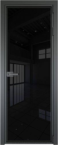 Дверь Profil Doors 1AX стекло Черный Триплекс цвет профиля Серая ночь