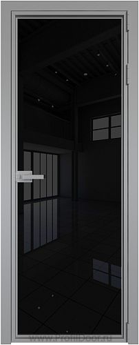Дверь Profil Doors 1AX стекло Черный Триплекс цвет профиля Серебро
