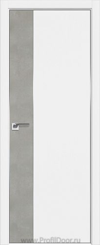 Дверь Profil Doors 100E цвет Аляска кромка Матовый Алюминий с 4-х сторон вставка Бетон Платина