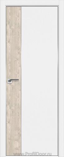 Дверь Profil Doors 100E цвет Аляска кромка Матовый Алюминий с 4-х сторон вставка Каштан Светлый