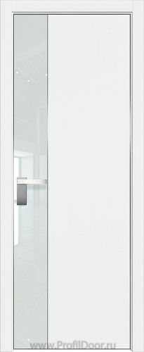 Дверь Profil Doors 100E цвет Аляска кромка Матовый Алюминий с 4-х сторон стекло Lacobel Белый лак
