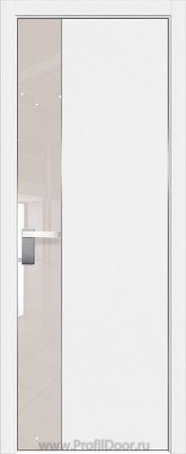 Дверь Profil Doors 100E цвет Аляска кромка Матовый Алюминий с 4-х сторон стекло Lacobel Перламутровый лак
