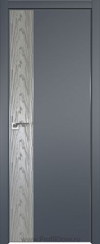 Дверь Profil Doors 100E цвет Антрацит кромка Матовый Алюминий с 4-х сторон вставка Дуб SKY Denim