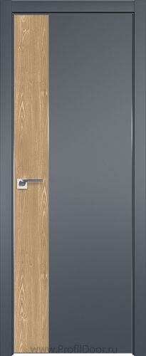 Дверь Profil Doors 100E цвет Антрацит кромка Матовый Алюминий с 4-х сторон вставка Каштан Натуральный