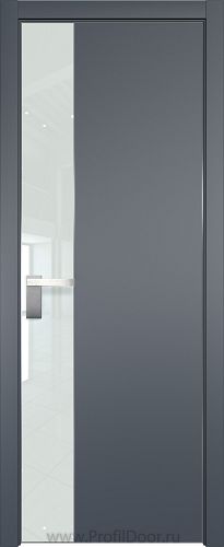 Дверь Profil Doors 100E цвет Антрацит кромка Матовый Алюминий с 4-х сторон стекло Lacobel Белый лак