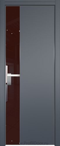Дверь Profil Doors 100E цвет Антрацит кромка Матовый Алюминий с 4-х сторон стекло Lacobel Коричневый лак