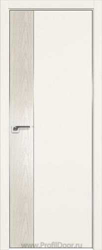 Дверь Profil Doors 100E цвет ДаркВайт кромка Матовый Алюминий с 4-х сторон вставка Дуб SKY Белёный