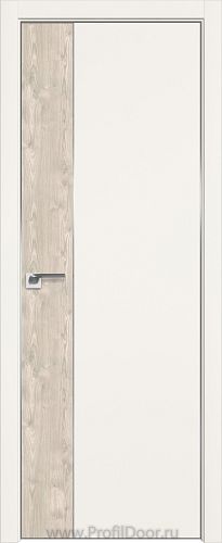 Дверь Profil Doors 100E цвет ДаркВайт кромка Матовый Алюминий с 4-х сторон вставка Каштан Светлый