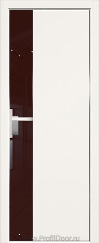 Дверь Profil Doors 100E цвет ДаркВайт кромка Матовый Алюминий с 4-х сторон стекло Lacobel Коричневый лак