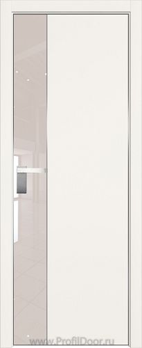 Дверь Profil Doors 100E цвет ДаркВайт кромка Матовый Алюминий с 4-х сторон стекло Lacobel Перламутровый лак