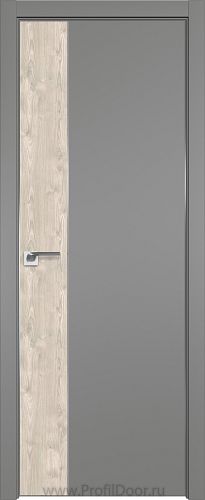Дверь Profil Doors 100E цвет Грей кромка Матовый Алюминий с 4-х сторон вставка Каштан Светлый