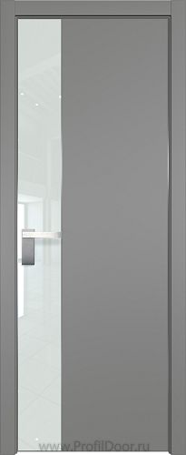 Дверь Profil Doors 100E цвет Грей кромка Матовый Алюминий с 4-х сторон стекло Lacobel Белый лак