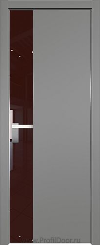 Дверь Profil Doors 100E цвет Грей кромка Матовый Алюминий с 4-х сторон стекло Lacobel Коричневый лак