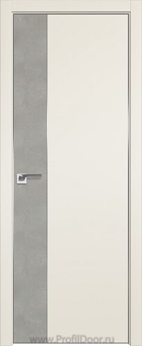 Дверь Profil Doors 100E цвет Магнолия Сатинат кромка Матовый Алюминий с 4-х сторон вставка Бетон Платина